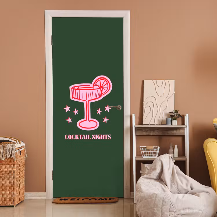 Deursticker - Cocktail - Kerst - Roze - Groen — 2