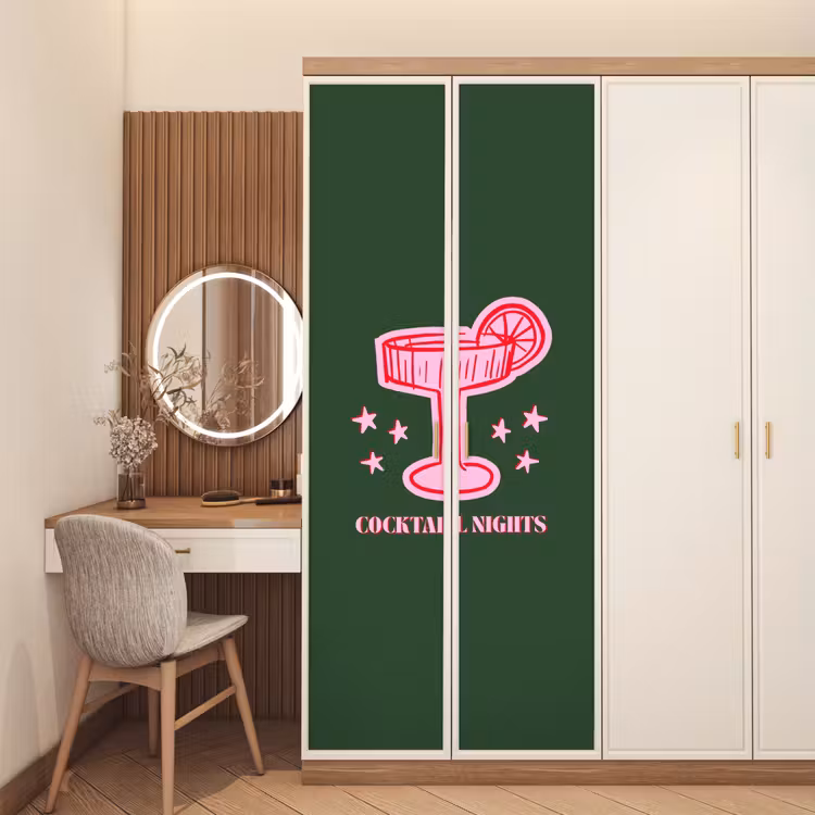 Deursticker - Cocktail - Kerst - Roze - Groen — 5