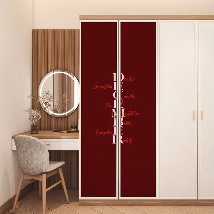 Deursticker - December - Tekst - Kerst - Burgundy — 5