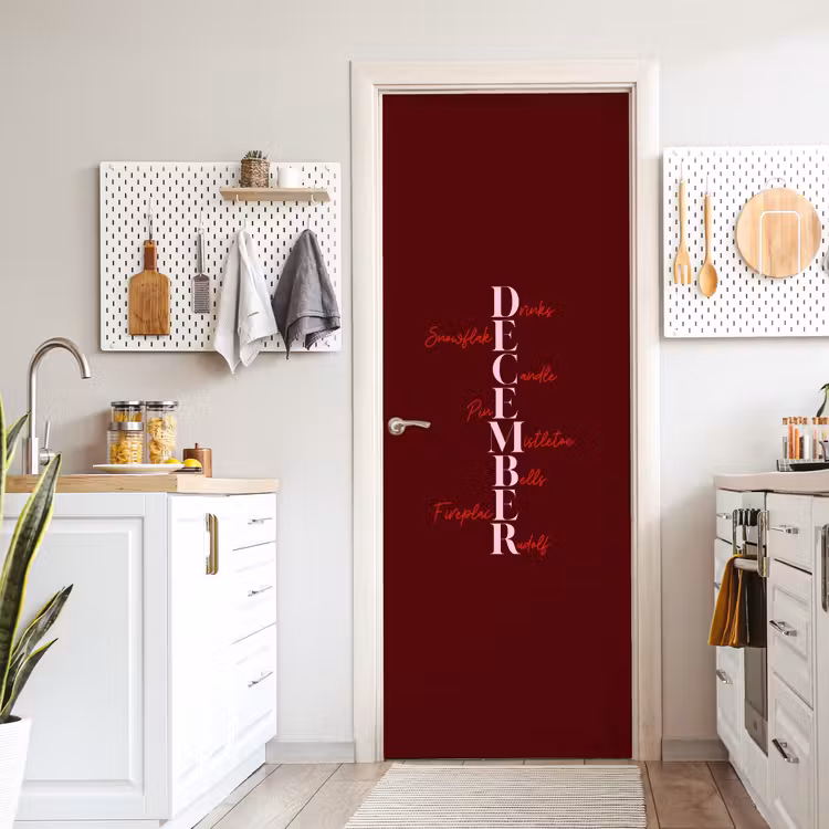 Deursticker - December - Tekst - Kerst - Burgundy — 7