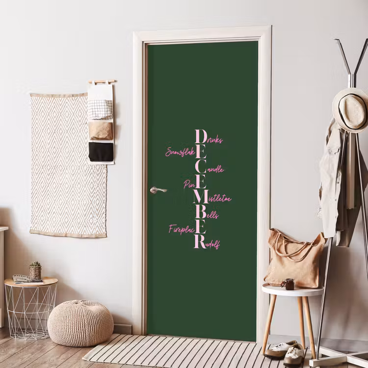 Deursticker - December - Tekst - Kerst - Groen — 8