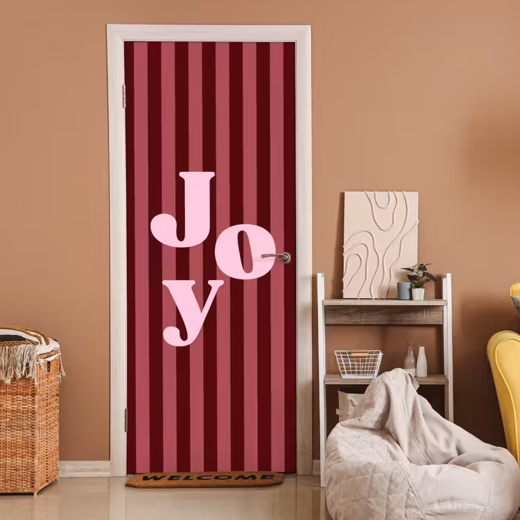 Deursticker - Joy - Kerst - Tekst - Roze — 2