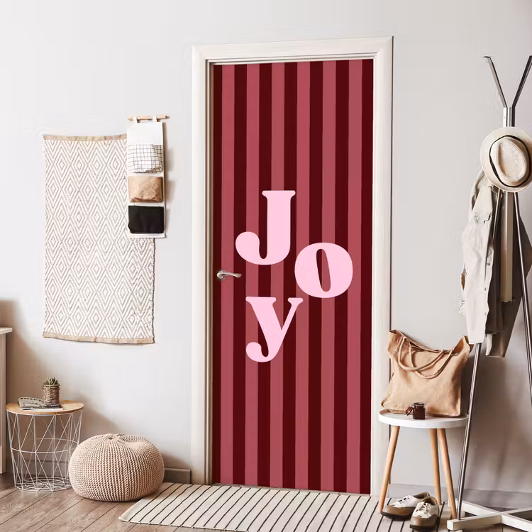 Deursticker - Joy - Kerst - Tekst - Roze — 8