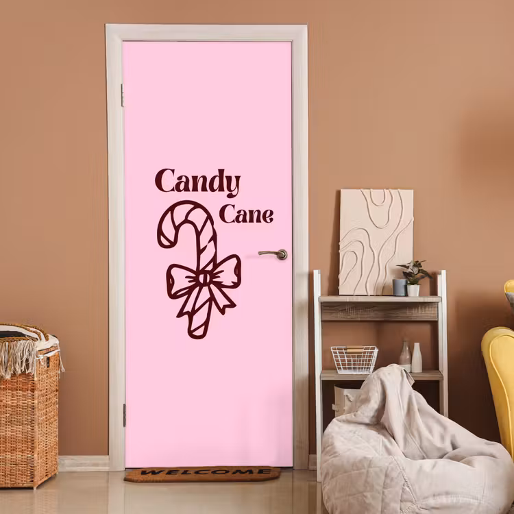 Deursticker - Kerst - Snoep - Tekst - Bruin - Roze — 2