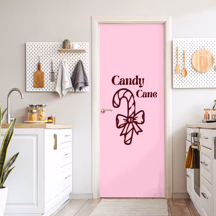 Deursticker - Kerst - Snoep - Tekst - Bruin - Roze — 7