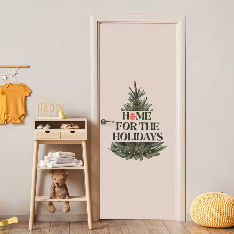 Deursticker - Kerst - Tekst - Kerstboom - Beige — 6