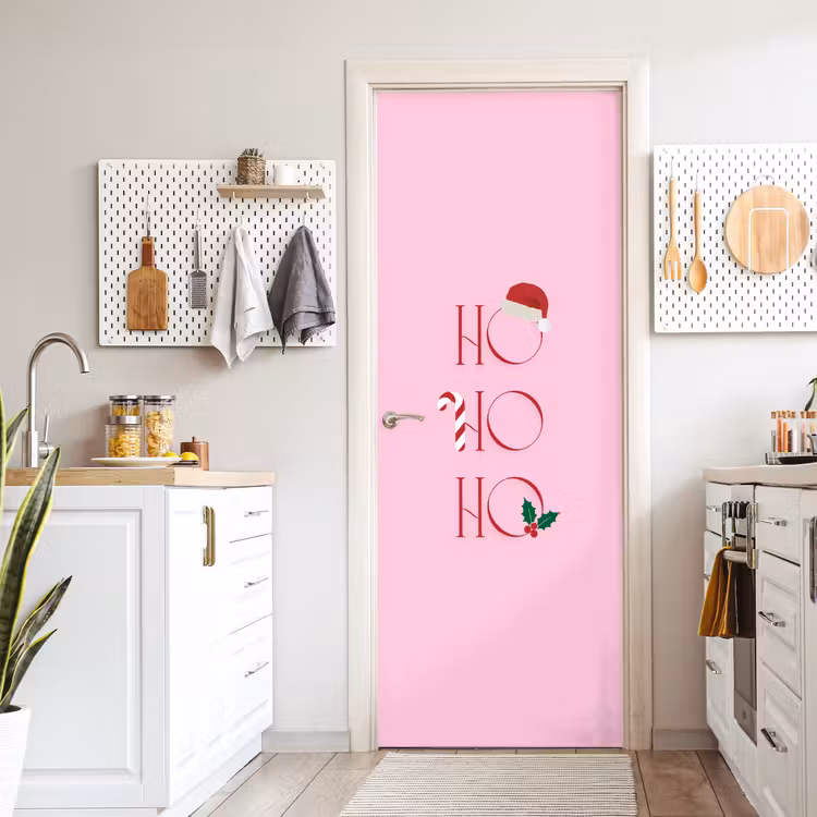 Deursticker - Kerst - Tekst - Roze - Illustratie — 7