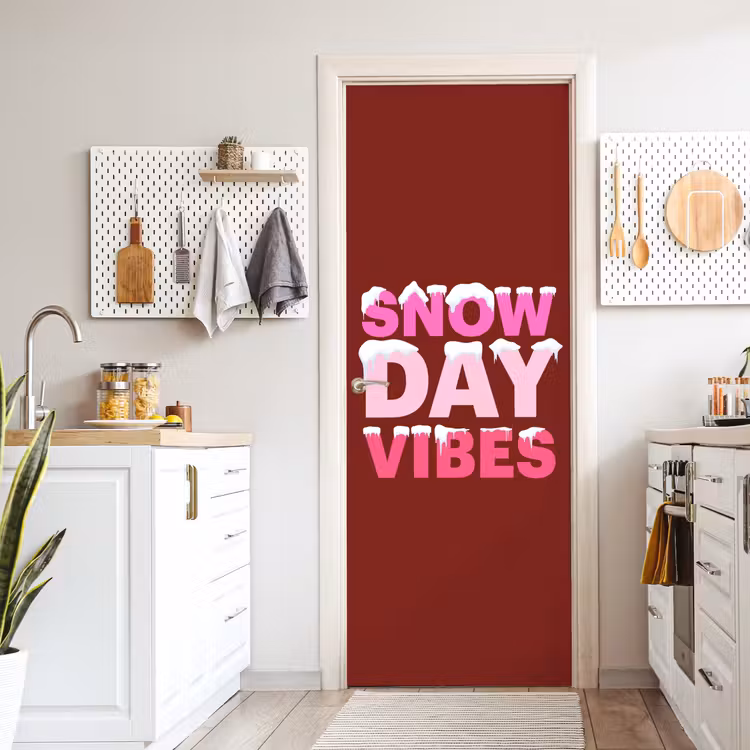Deursticker - Kerst - Tekst - Sneeuw - Rood - Roze — 7