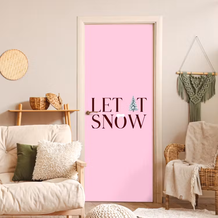 Deursticker - Kerst - Tekst - Sneeuw - Roze — 4
