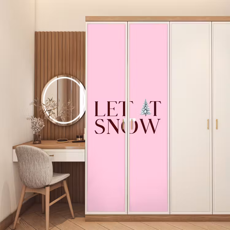 Deursticker - Kerst - Tekst - Sneeuw - Roze — 5