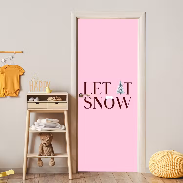 Deursticker - Kerst - Tekst - Sneeuw - Roze — 6