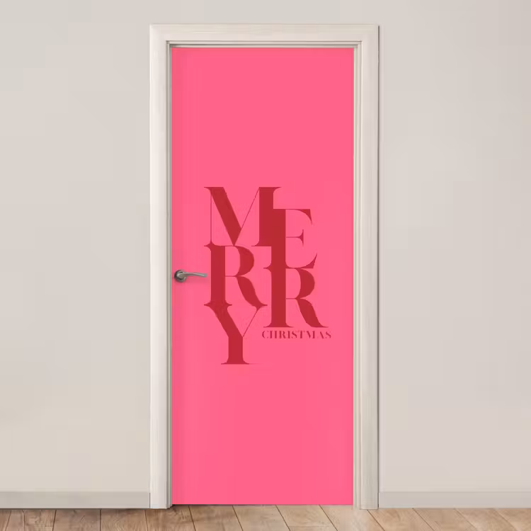 Deursticker - Merry - Tekst - Kerst - Roze — 1