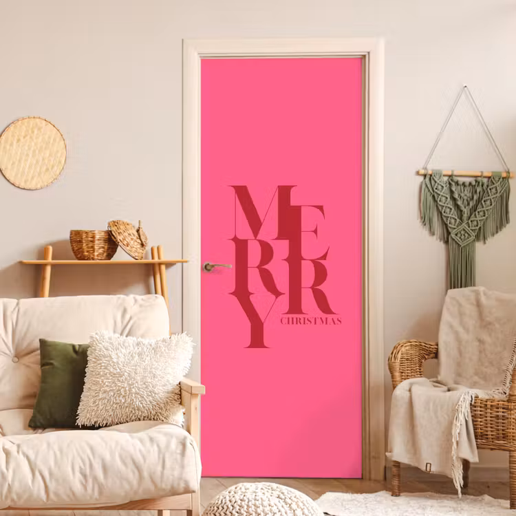 Deursticker - Merry - Tekst - Kerst - Roze — 4