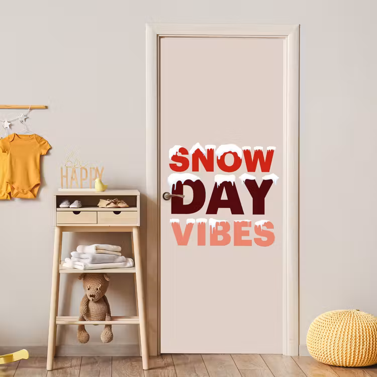 Deursticker - Sneeuw - Kerst - Tekst - Rood — 6
