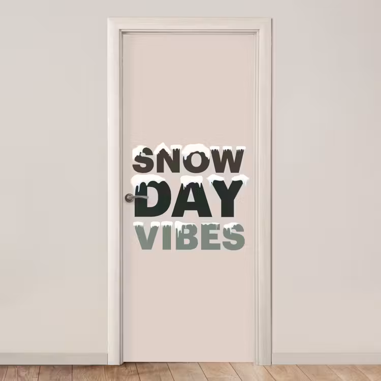 Deursticker - Sneeuw - Tekst - Kerst - Beige — 1