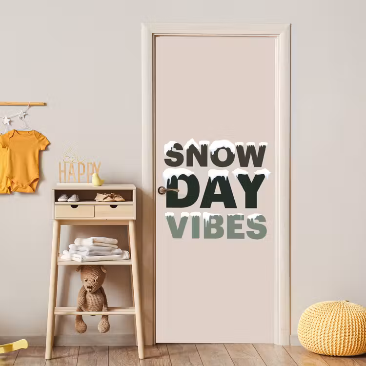 Deursticker - Sneeuw - Tekst - Kerst - Beige — 6