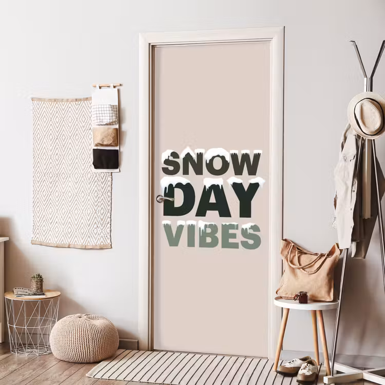 Deursticker - Sneeuw - Tekst - Kerst - Beige — 8