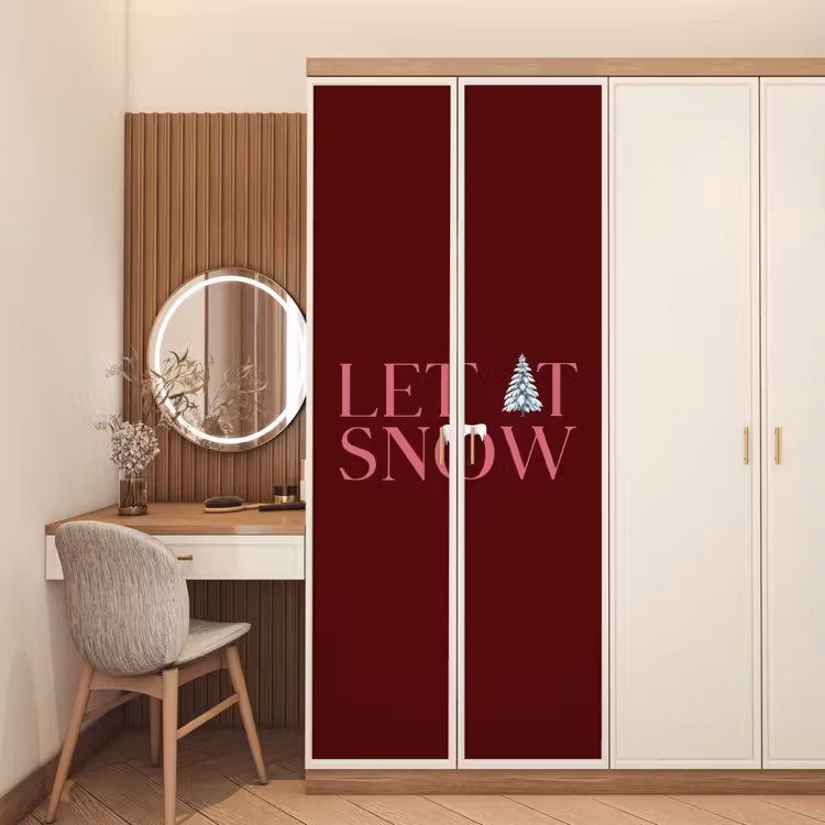 Deursticker - Tekst - Kerst - Sneeuw - Roze — 5