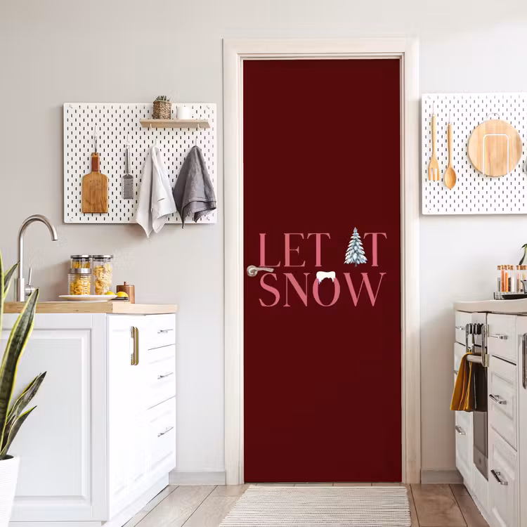 Deursticker - Tekst - Kerst - Sneeuw - Roze — 7