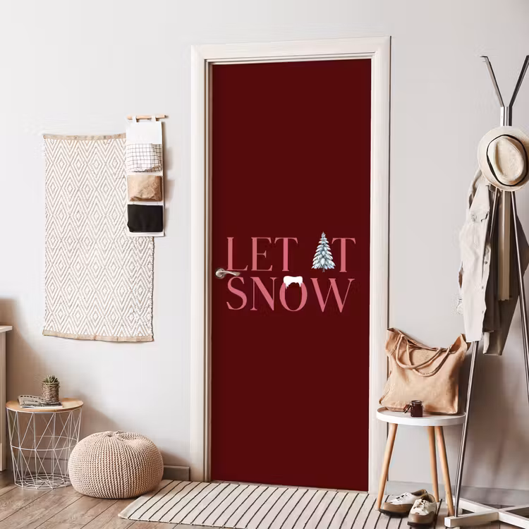 Deursticker - Tekst - Kerst - Sneeuw - Roze — 8