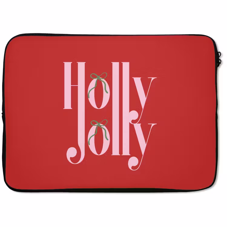 Laptophoes - Kerst - Roze - Rood - Tekst — 1