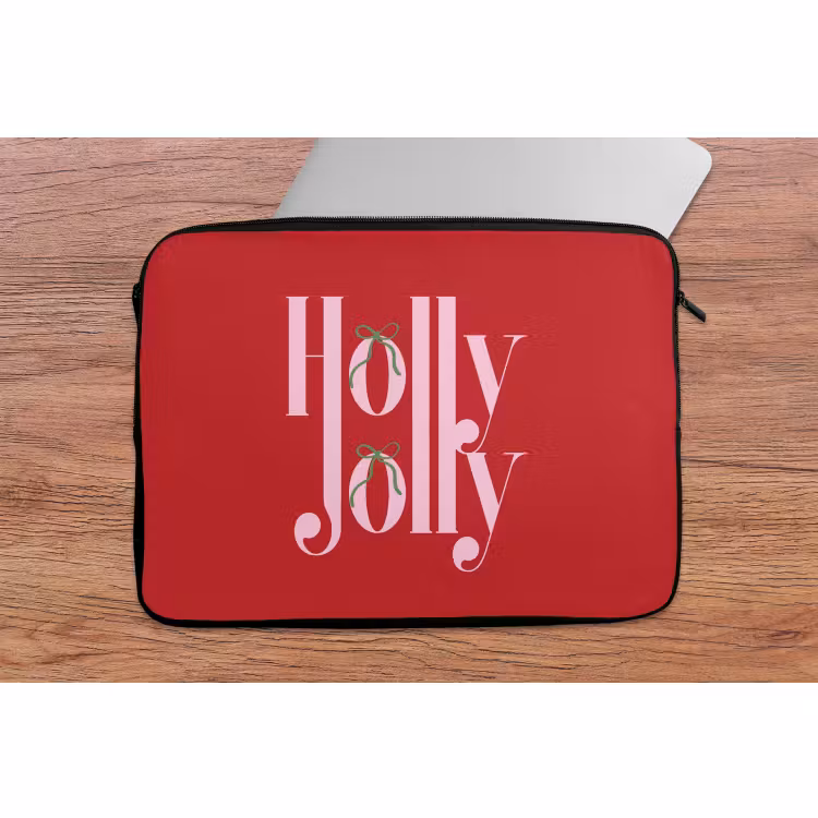 Laptophoes - Kerst - Roze - Rood - Tekst — 2