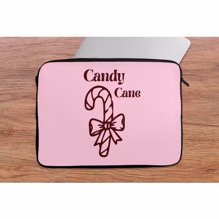 Laptophoes - Kerst - Snoep - Tekst - Bruin - Roze — 2