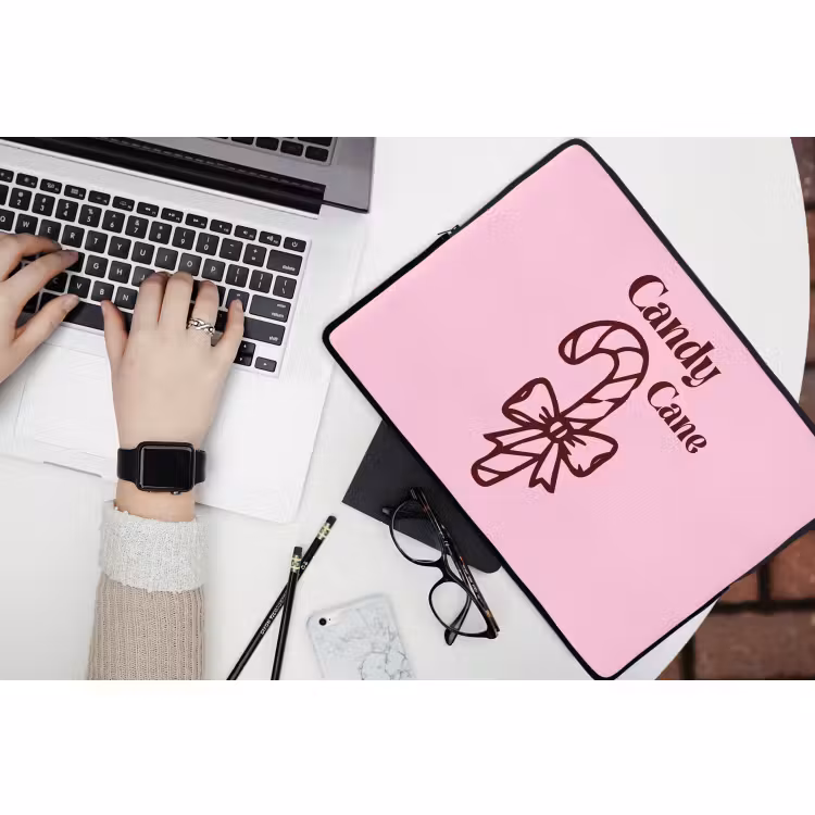 Laptophoes - Kerst - Snoep - Tekst - Bruin - Roze — 3