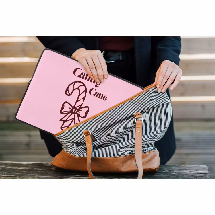 Laptophoes - Kerst - Snoep - Tekst - Bruin - Roze — 4