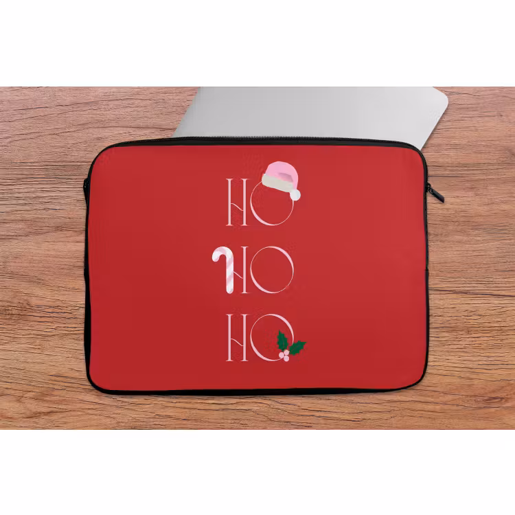 Laptophoes - Kerst - Tekst - illustratie - Rood — 2