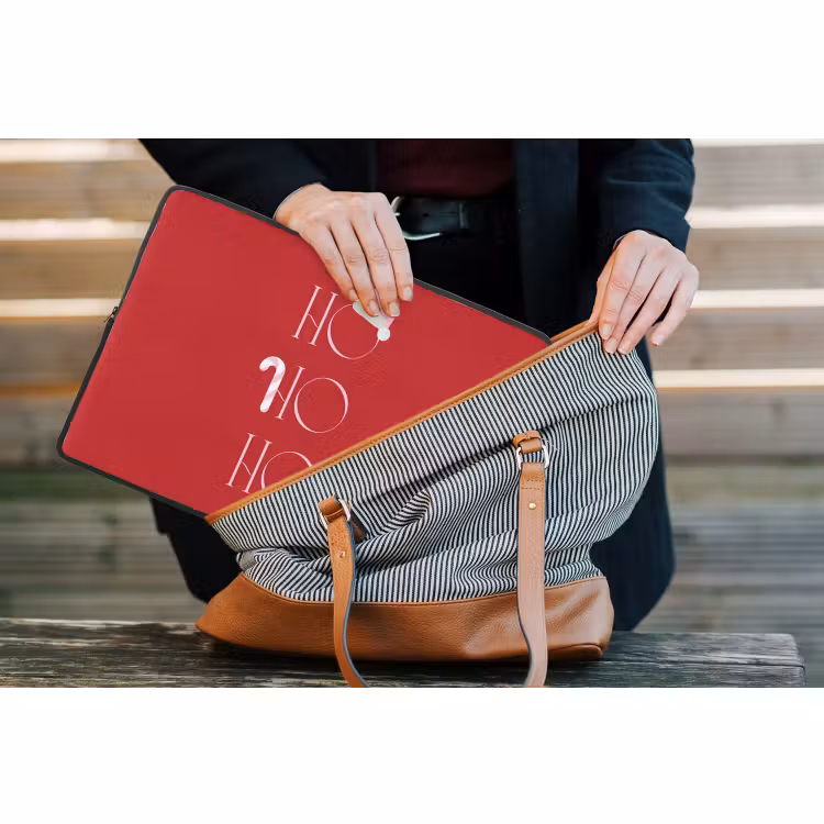 Laptophoes - Kerst - Tekst - illustratie - Rood — 4