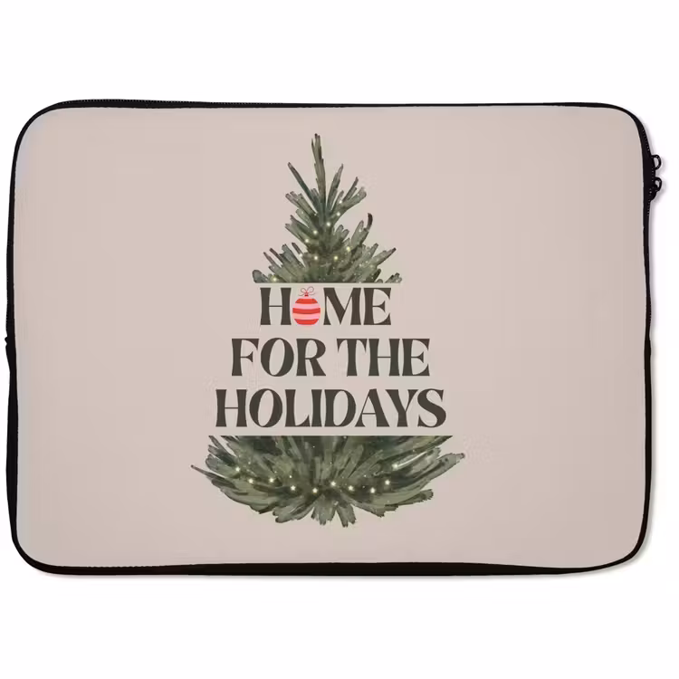 Laptophoes - Kerst - Tekst - Kerstboom - Beige — 1