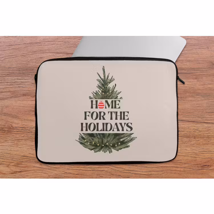 Laptophoes - Kerst - Tekst - Kerstboom - Beige — 2