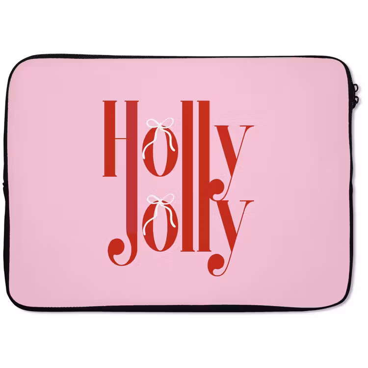 Laptophoes - Kerst - Tekst - Rood - Roze — 1