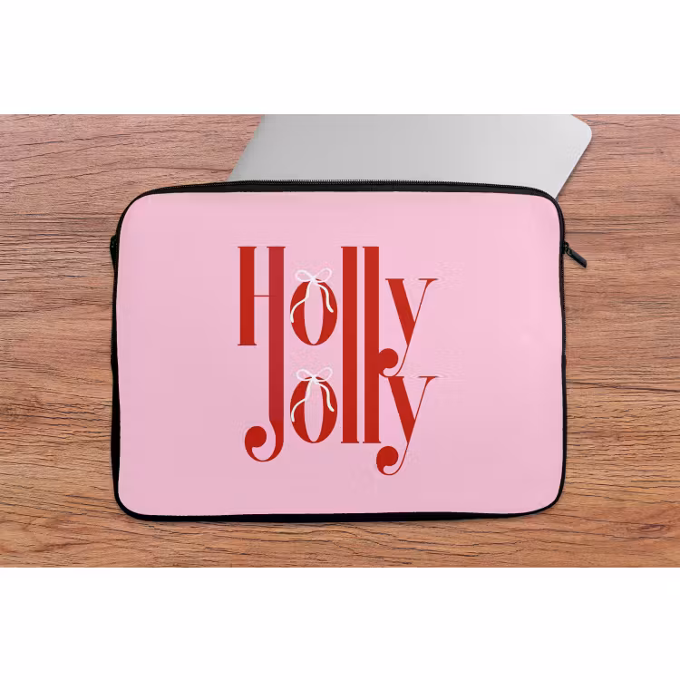 Laptophoes - Kerst - Tekst - Rood - Roze — 2