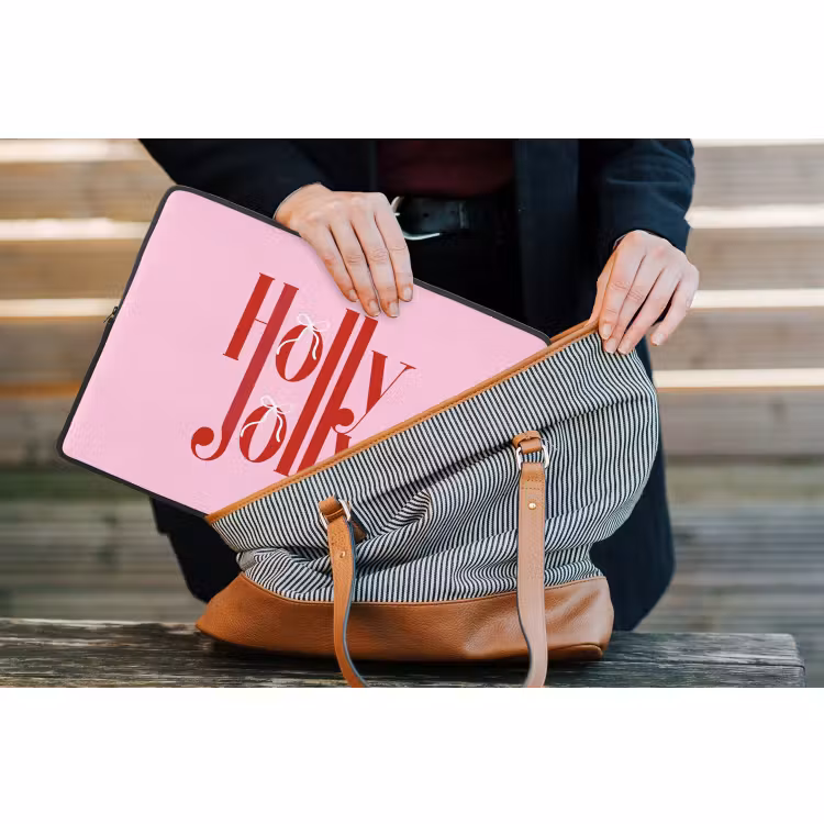 Laptophoes - Kerst - Tekst - Rood - Roze — 4