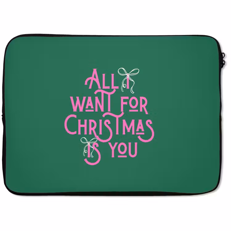Laptophoes - Kerst - Tekst - Roze - Groen — 1