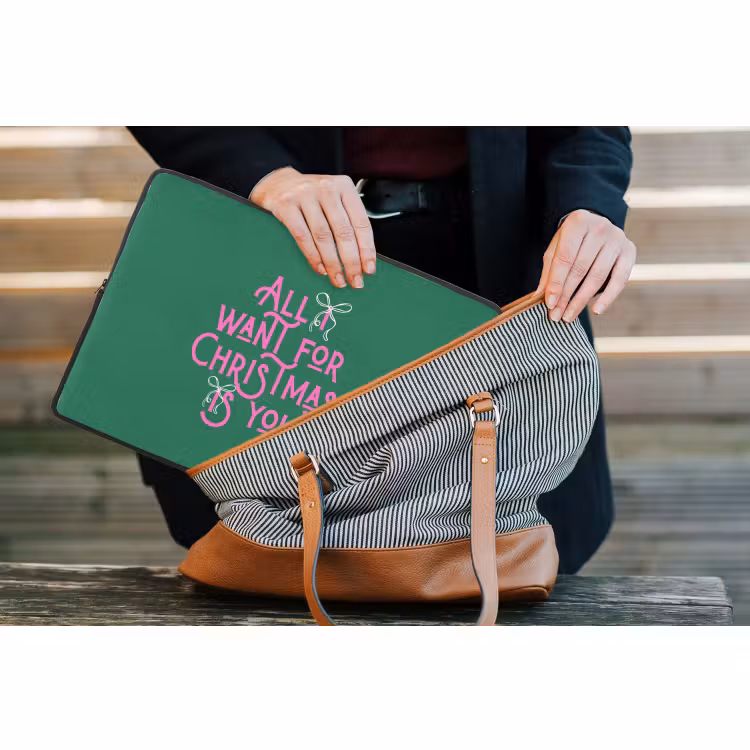 Laptophoes - Kerst - Tekst - Roze - Groen — 4