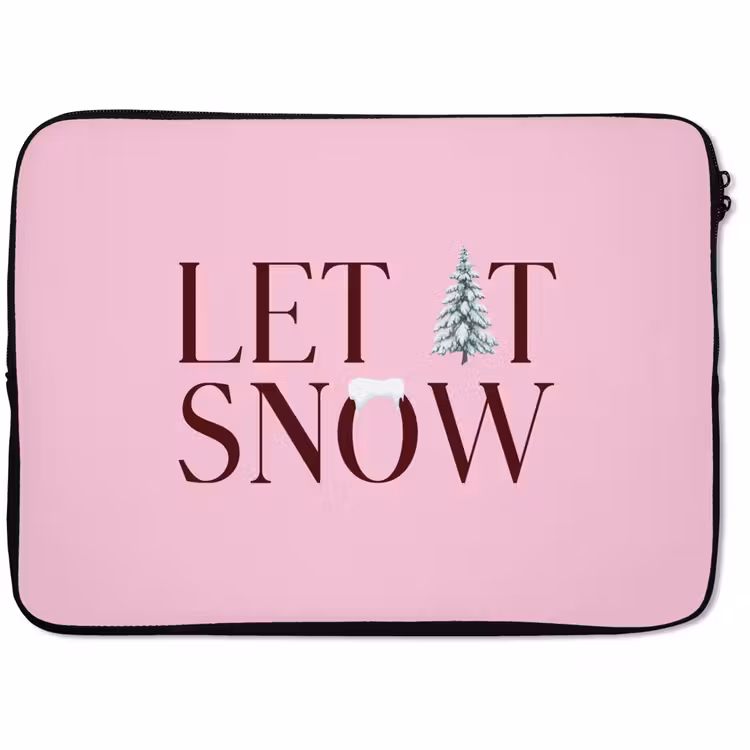 Laptophoes - Kerst - Tekst - Sneeuw - Roze — 1