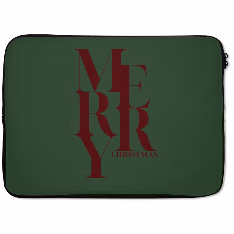 Laptophoes - Merry - Tekst - Groen - Kerst — 1