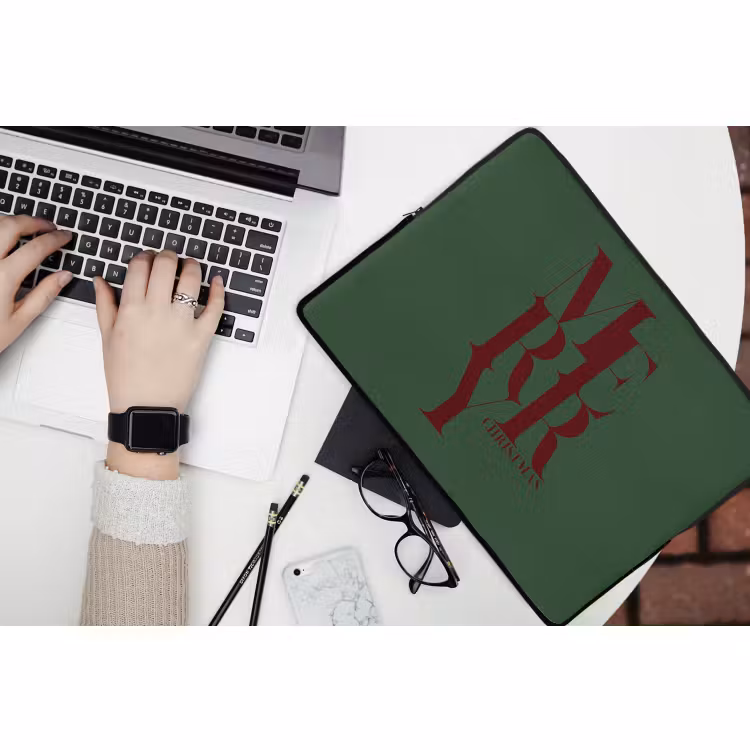 Laptophoes - Merry - Tekst - Groen - Kerst — 3