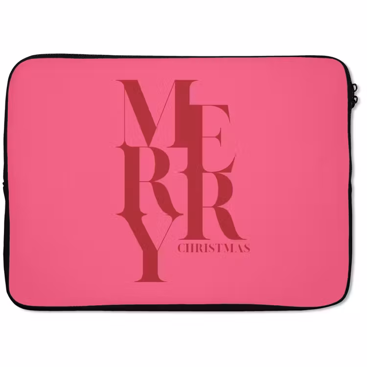 Laptophoes - Merry - Tekst - Kerst - Roze — 1