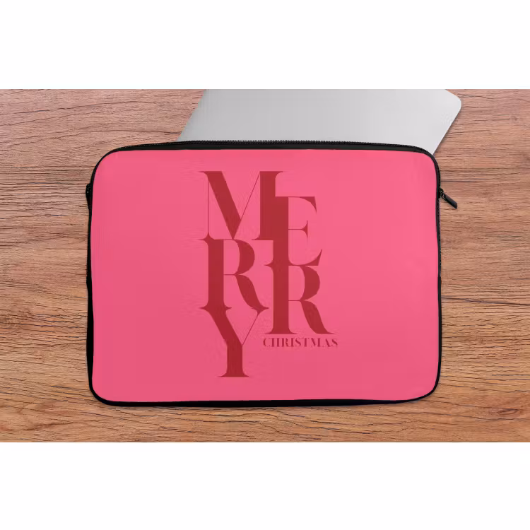 Laptophoes - Merry - Tekst - Kerst - Roze — 2