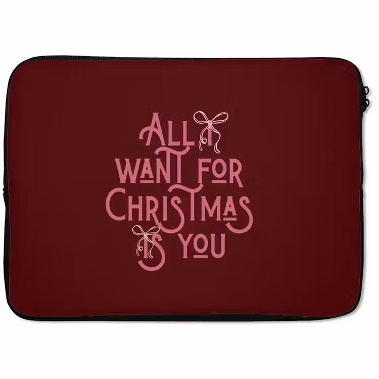 Laptophoes - Tekst - Kerst - Rood - Roze — 1