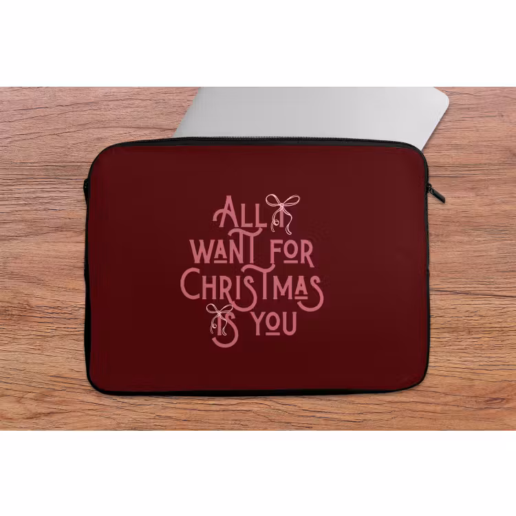 Laptophoes - Tekst - Kerst - Rood - Roze — 2