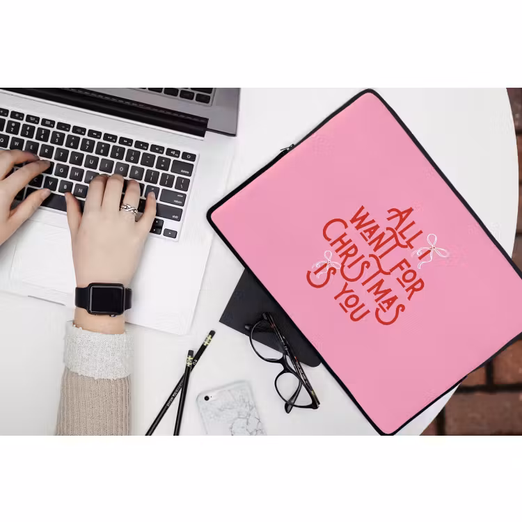 Laptophoes - Tekst - Kerst - Roze - Rood — 3