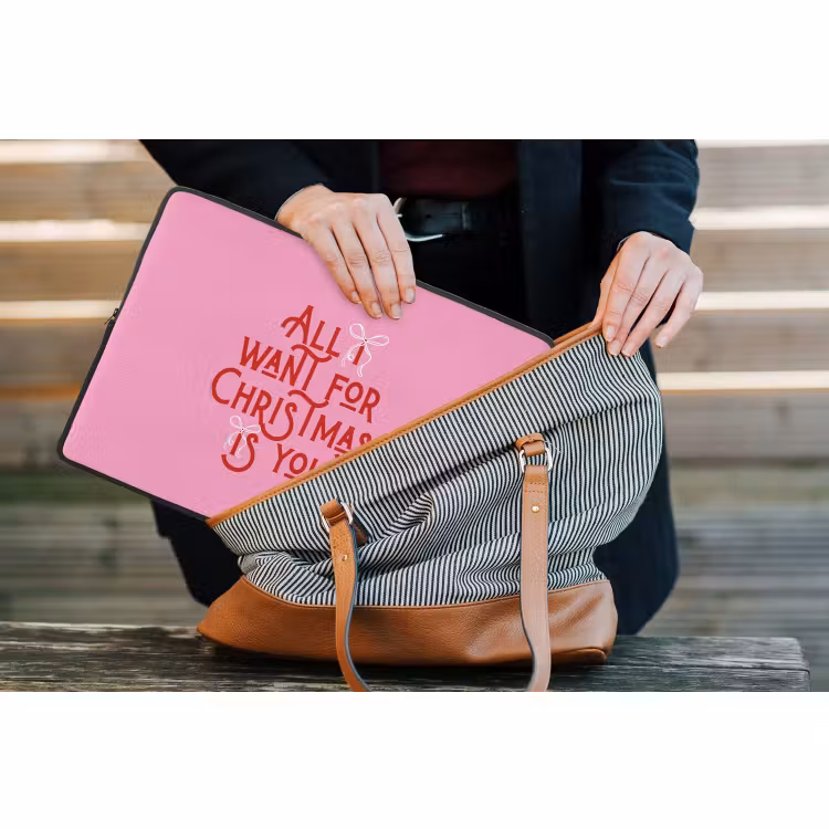 Laptophoes - Tekst - Kerst - Roze - Rood — 4