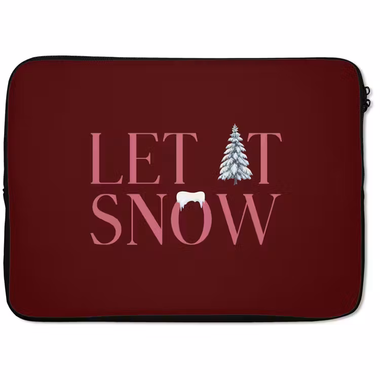 Laptophoes - Tekst - Kerst - Sneeuw - Roze — 1