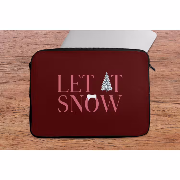 Laptophoes - Tekst - Kerst - Sneeuw - Roze — 2