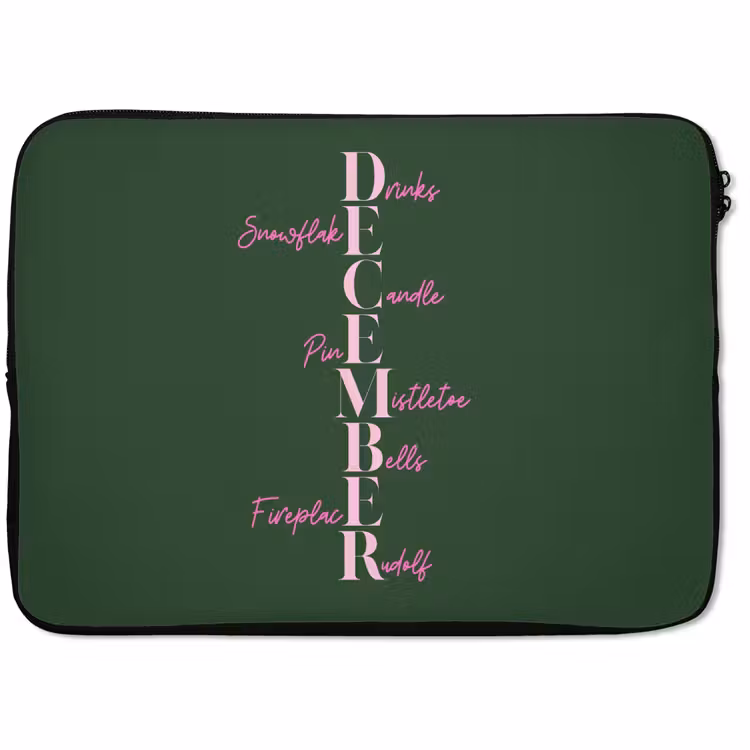 Laptophoes - December - Tekst - Kerst - Groen — 1
